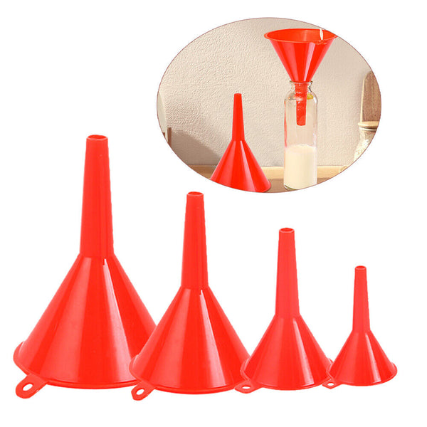 4Pcs Red Medium Liquid Plastic Funnel kitchen Funnel Set Variety Large Small AU