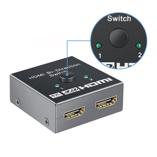 2 in 1 In Out UHD 4K Bi Direction HDMI 2.0 Switch Switcher Splitter Hub HDCP 3D