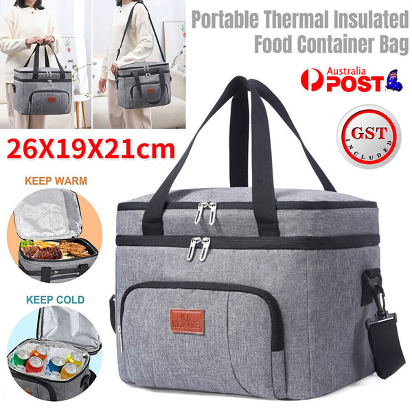 Outdoor Portable Lunch Bag Thermal Insulated Food Container Cooler Bag26x19x21CM