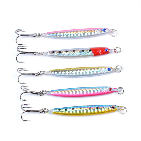 5X Fishing Lure Metal Slice Spoon Spinner Slugs Tackle Mackerel Tailor Lures AU