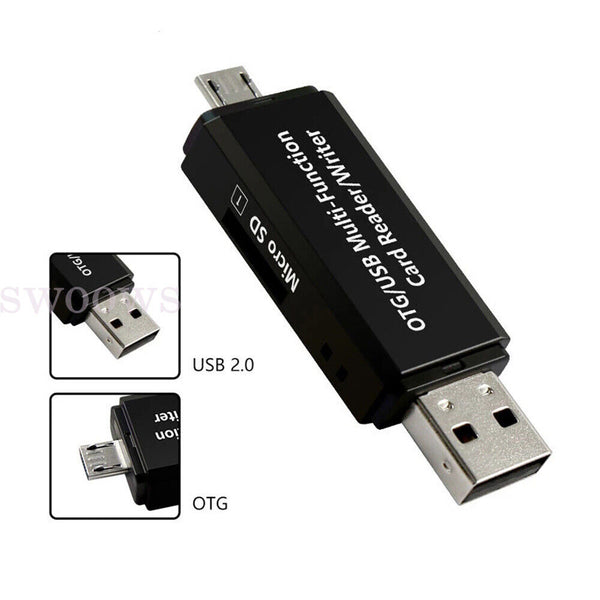 Micro USB OTG to USB 2.0 Adapter SD TF Micro Card Reader For PC Mobile Phone AU