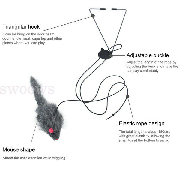 Pet Cat Toy Mouse Hanging Automatic Funny Cat Teaser for Cat Cage Door Indoor