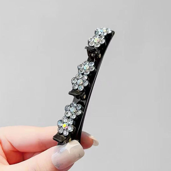 Sparkling Crystal Stone Braided Hair Clips Double Bang Hair Clip Accessories