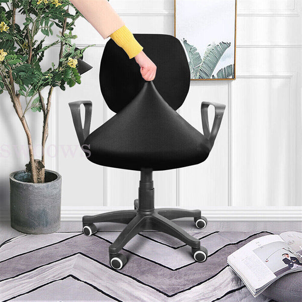 Set Spandex Stretch Computer Chair Cover Home Office Chairs Seat Case (Black)