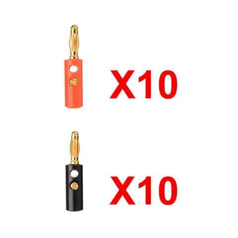 UP TO 40Pcs Black Red Connector 4mm Gold Plated Banana Audio Speaker Wire Plugs