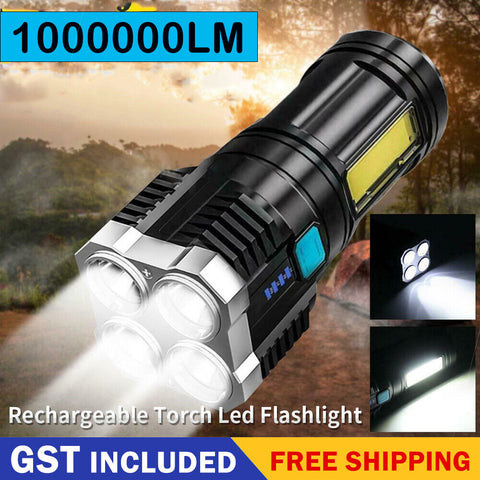 Super Bright 1000000LM Torch Led Flashlight USB Rechargeable Tactical Light