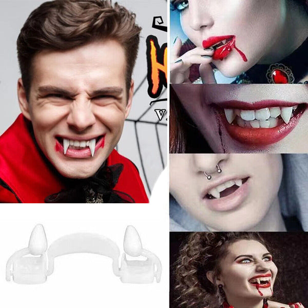 Retractable Vampire Teeth Halloween Cosplay Makeup Zombie Horrific Tooth Fangs