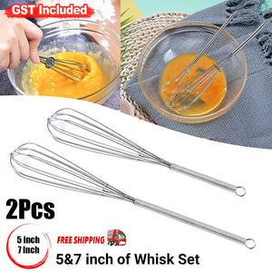 5 7 inch 2Pcs Whisk Set Whiskettes Egg Gravy Sauce Mini Kitchen Tool Whisks AU