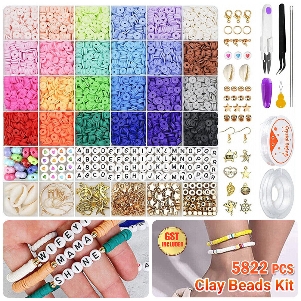 5822pcs Clay Heishi Beads Flat Beads Kit for Bracelets Necklace Earrings Anklets