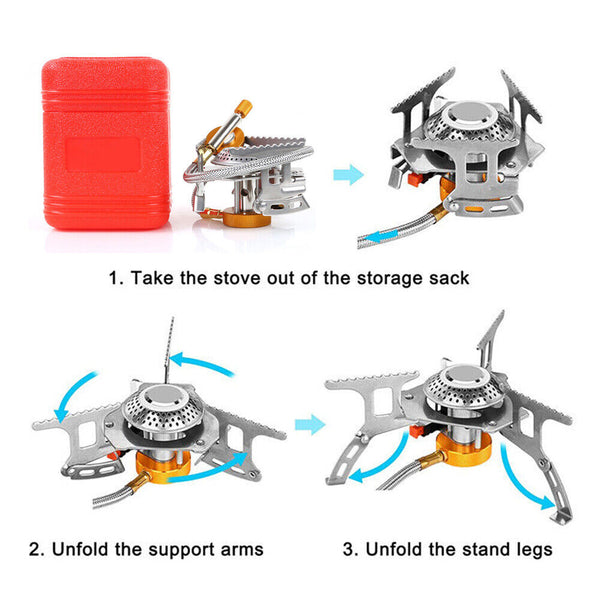 Outdoor Picnic Gas Jet Portable Stove Cooking Hiking Camping  Burner Cooker Gear