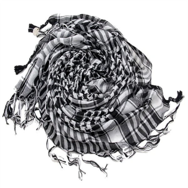 Neck Scarf Tactical Scarves Unisex Shawl Military Check Wrap Black White Grid