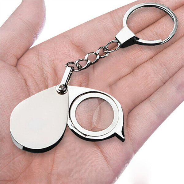 Portable 15X Folding Key Ring Mini Magnifier Key Chain Magnifying Glass Loupe AU