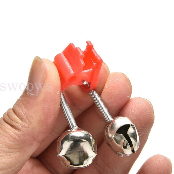 UP 100PCS Best Bite Clip Fishing Alarm Bells Plastic Ring Double Rod Hot Red AU