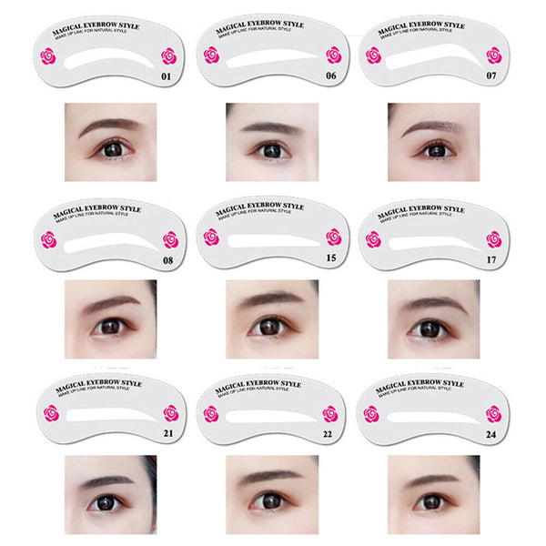 24 Styles DIY Eyebrow Stencil Shaping Template Make Up beauty Grooming Tool