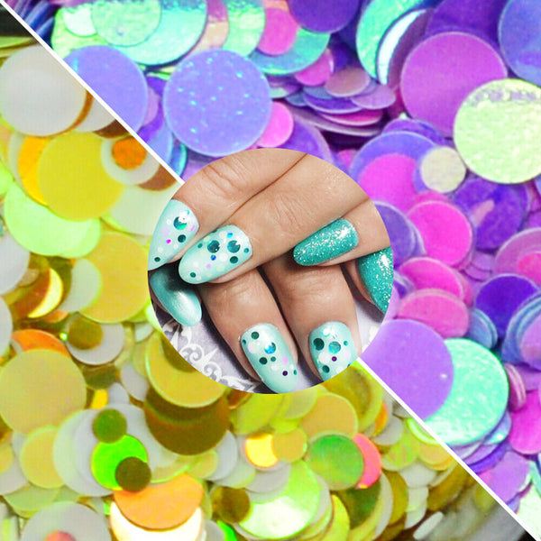 12 Color Mixed Round Confetti Sequins Nail Art Holographic Dots Flake Decal