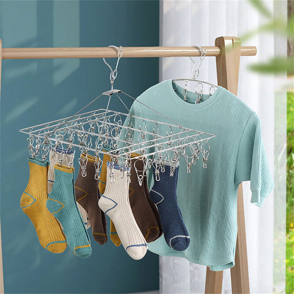 40Pegs Stainless Steel Laundry Sock Underwear Clothes Airer Dryer Rack Hanger AU