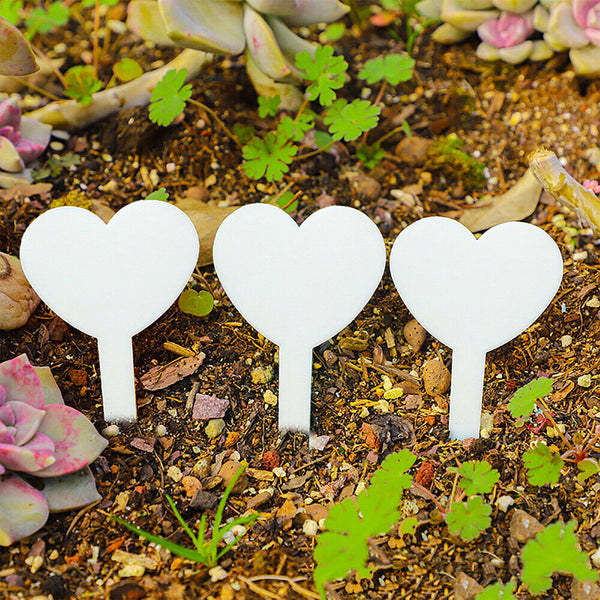 UP 500PCS Heart-Shaped Plant Labels Flexible Plastic Garden Tag Nursey Seeding