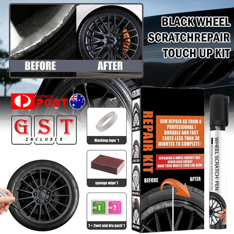 Universal Black Wheel Scratch Repair Touch Up Kit Car Rim Scratch Repair Kit NEW