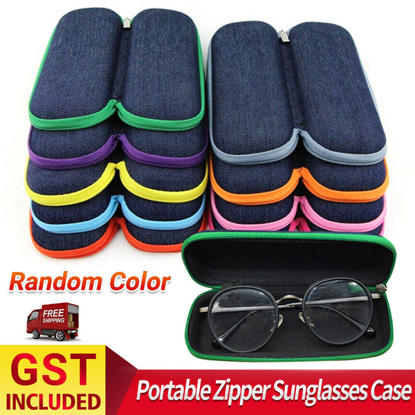 1-5pcs Portable Zipper Eye Glass Sunglasses Shell Hard Case Protector