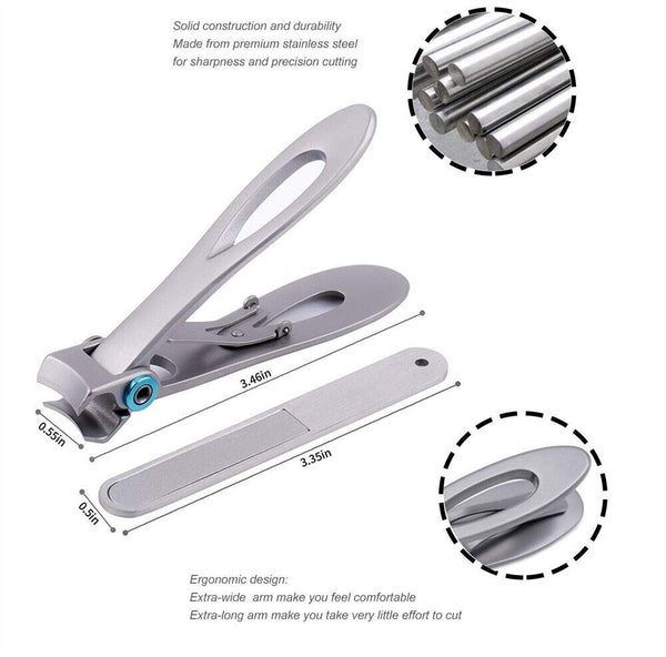 Men Women Stainless Steel Thick Nail Clipper Finger Toe Cutter With Metal Case