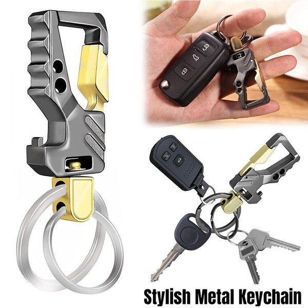 NEW Stylish Metal Car Key Rings Alloy Chain Heavy Duty Gift Keychain Holder 2pcs