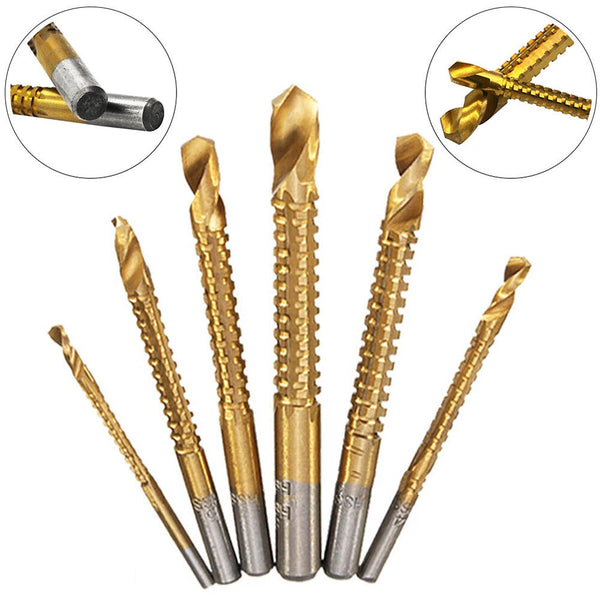 6PCS HSS Titanium Drill Bit Tool Set,3-8mm Twist Drill,For Wood Metal Grooving