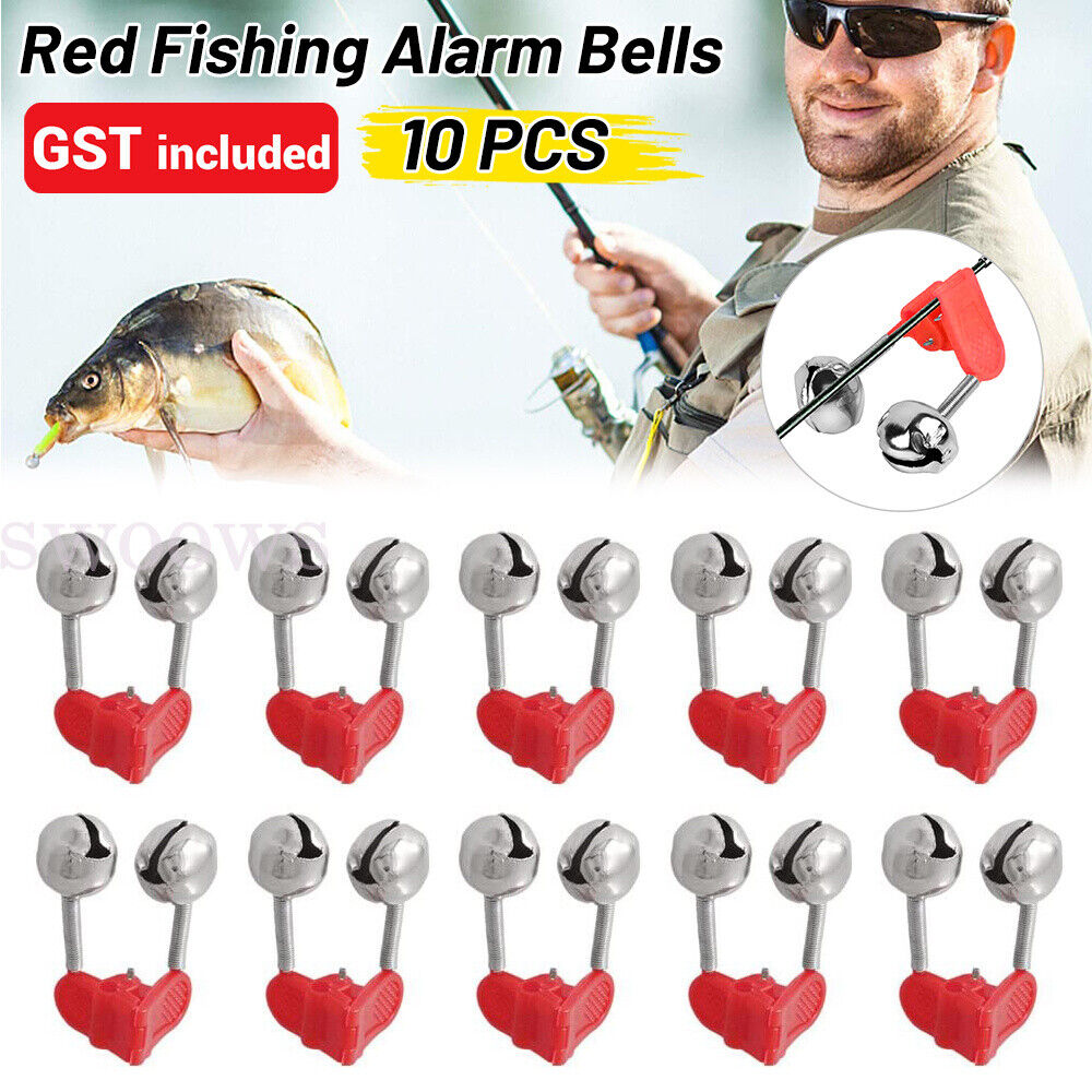 UP 100PCS Best Bite Clip Fishing Alarm Bells Plastic Ring Double Rod Hot Red AU