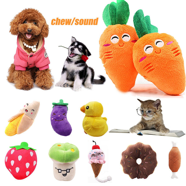 Pet Dog Toy Puppy Chew Toy Squeaker Squeaky Soft Sound Teeth Plush Play AU