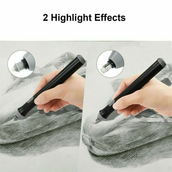 Electric Pencil Eraser Kit with 20pcs Rubber Refills Highlights Sketch Drawing