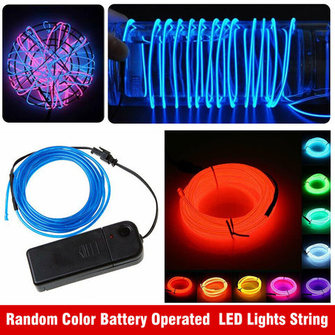 Battery Operated Neon LED Lights Glow EL Wire String Strip Rope Tube Party Car