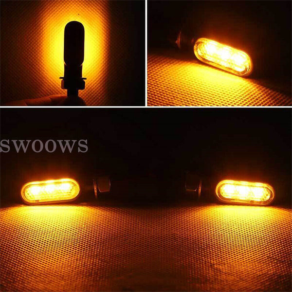 4X Mini Amber Motorcycle LED Indicators Turn Signal Lamp Universal Dirt Bike 12V