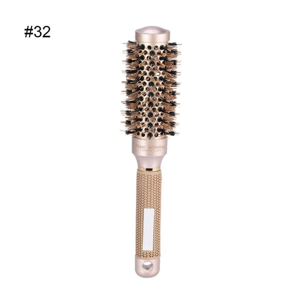 Thermal Ceramic Ionic Round Barrel Hair Brush Comb with Boar Bristle Salon Brush