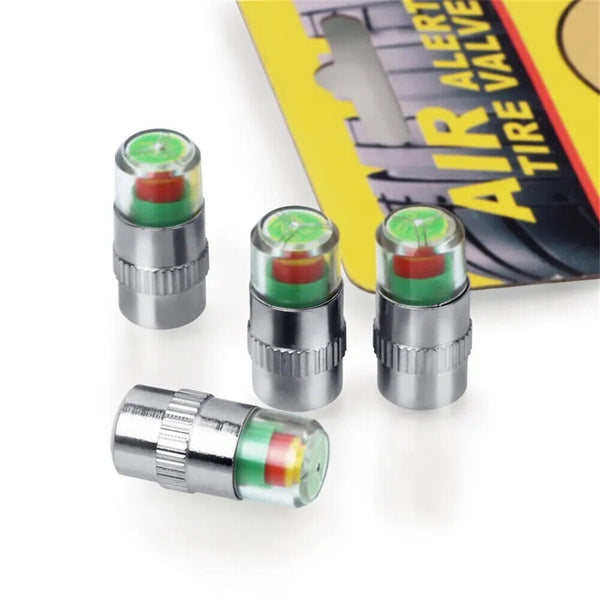 4x Car Tyre Valve Stem Caps with Pressure Indicator Monitor Sensor bike - 36PSI