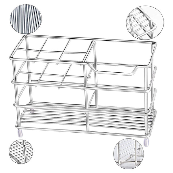 Non-Slip Organizer Toothbrush Holder Stainless Steel Stand Bathroom Toothpaste