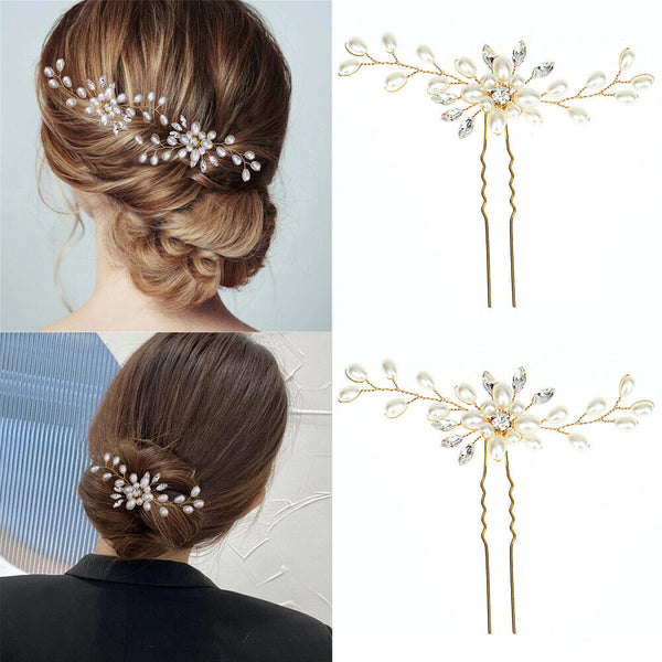 5/10 Bridal Hair Pins Rhinestone Pearl Diamante Flower Slide Clips Grips Wedding