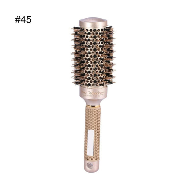 Thermal Ceramic Ionic Round Barrel Hair Brush Comb with Boar Bristle Salon Brush