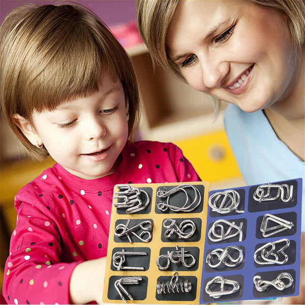 Set of 24PCS Metal Wire Puzzle Toys IQ Test Puzzle Unlock Toys Brain Teasers