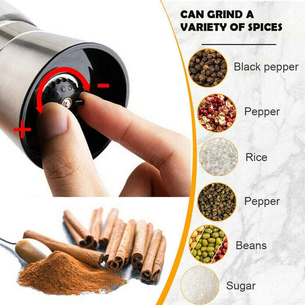 1/2/3PC Salt and Pepper Grinders Stainless Steel Glass Ceramic Mills Kitchen Set