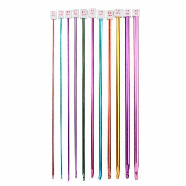 11Pcs Long Tunisian Afghan Crochet Hook Aluminum Knitting Needles Tool 2mm-8mm