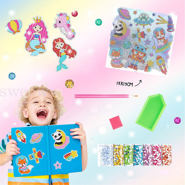 Kids Diamond Drawing Tool Kit DIY Art Craft Diamond Sticker Cartoon Drawing Tool