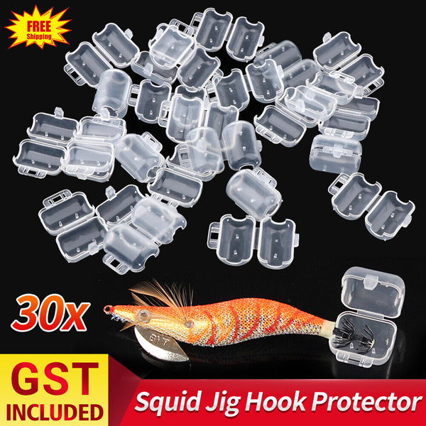 30Pcs Octopus Squid Fishing Lures Jig Hook Protector Cover Prawn Bait Safety Cap