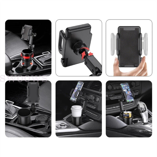 Phone Mount Car Cup Holder 360 Rotating Adjustable Bracket for GPS Mobile Phone