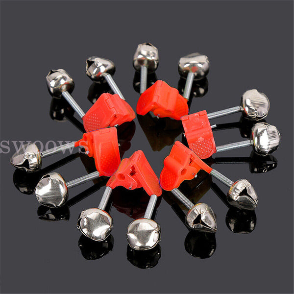 UP 100PCS Best Bite Clip Fishing Alarm Bells Plastic Ring Double Rod Hot Red AU