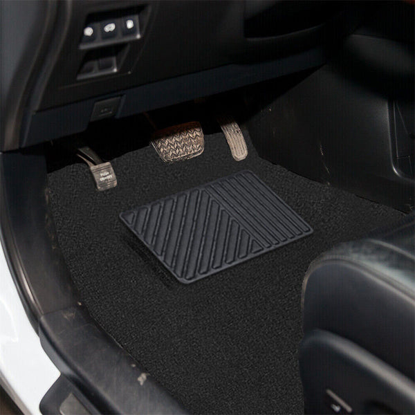 Car Floor Mats Universal 4PCS Carpet Front Rear Set Anti-slip Charcoal Black NEW