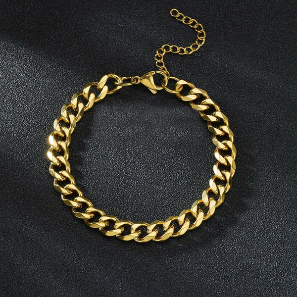 Men's Chain Bracelet Stainless Steel Curb Cuban Link Chain Bangle 7mm 11mm
