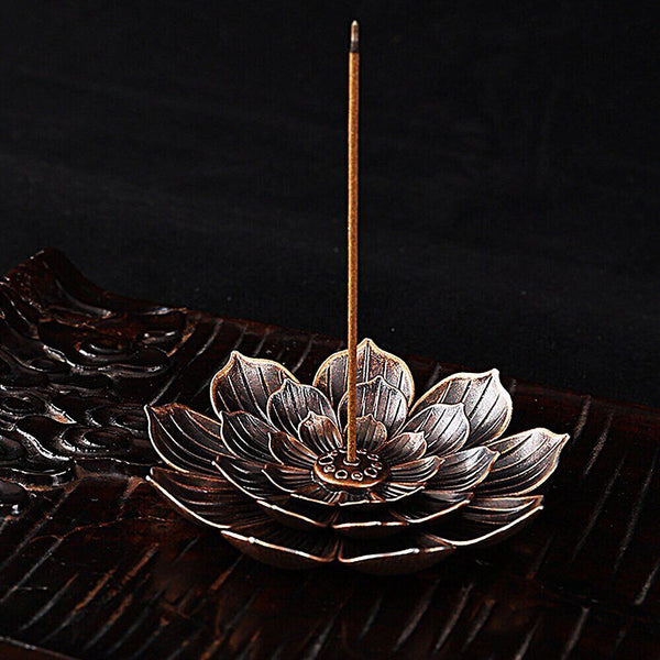 Incense Stick Holder Lotus Round Plate Buddhism Insense Ash Catchers 2/3 Layers