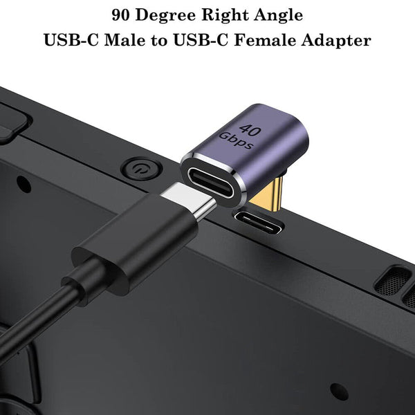 1-4x 90d Right Angle USB C Male to USB C Female Charging Adapter for Steam Deck