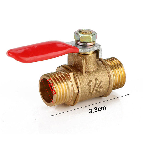 1/4" BSP Thread Double Male Brass Shut Off Valve Cock Tap Inline Ball Valve AU