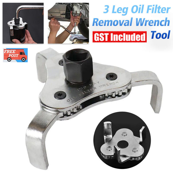 3 Leg Oil Filter Removal Wrench Tool Auto Engine- 1/2" & 7/8'' Drive 60mm-110mm