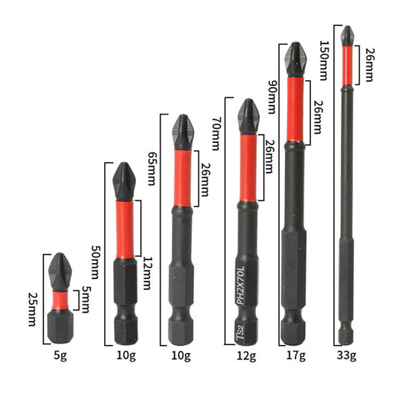 12Pcs PH2 Magnetic Cross Phillips Impact Batch Head Hardness Screwdriver Bit Kit